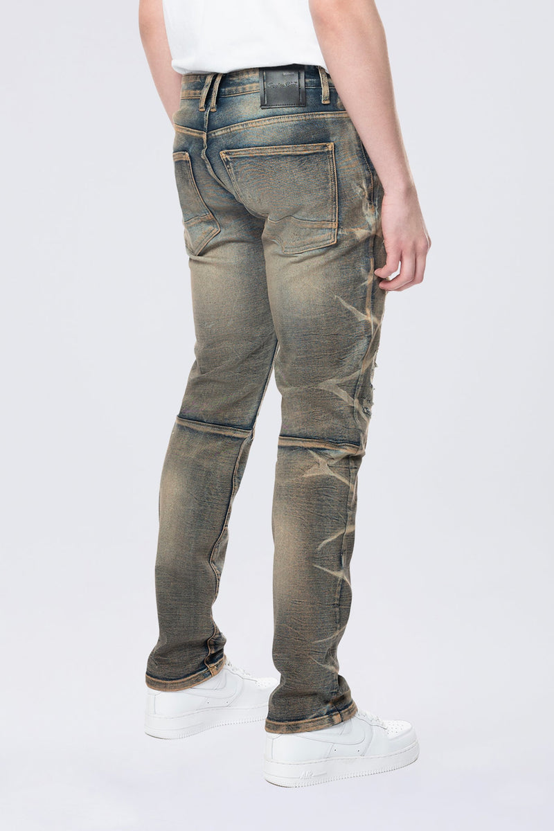 Smoke Rise 'Slim Lightning Effect' Denim (Zinc Blue) JP24506