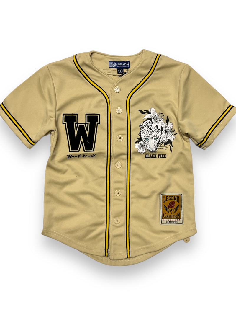 Black Pike Kids 'Born To Be Wild' Baseball Jersey (Khaki) BS4022 - Fresh N Fitted Inc 2