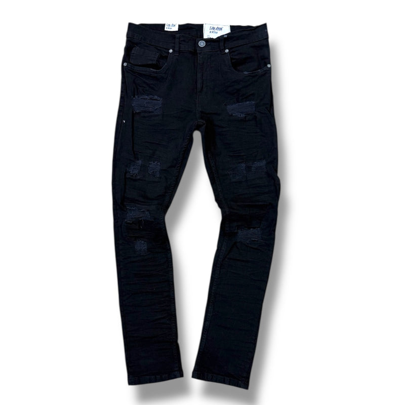 Evolution 'Wild Tiger' Distressed Ripple Denim (Jet Black) EV-33319 - FRESH N FITTED