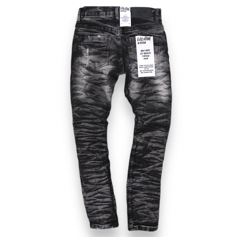 Evolution Kids 'Wild Tiger' Distressed Ripple Denim (Washed Black) EV-33319K