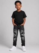 Jordan Craig Kids 'Shredded' Jeans W/Shreds In Black Shadow