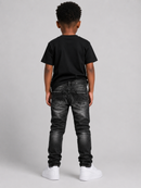 Jordan Craig Kids 'Shredded' Jeans W/Shreds In Black Shadow
