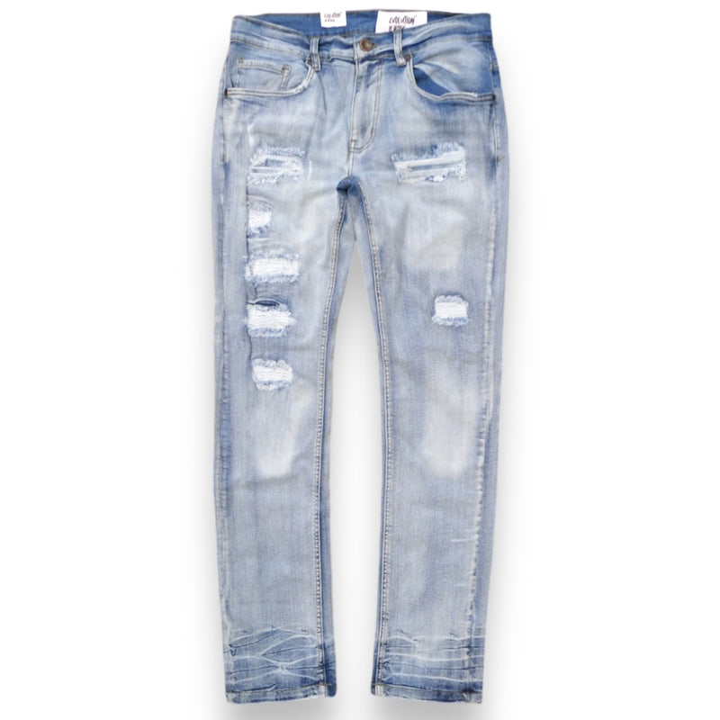 Evolution 'Bleached' Distressed Denim (Ice Blue) EV-33953