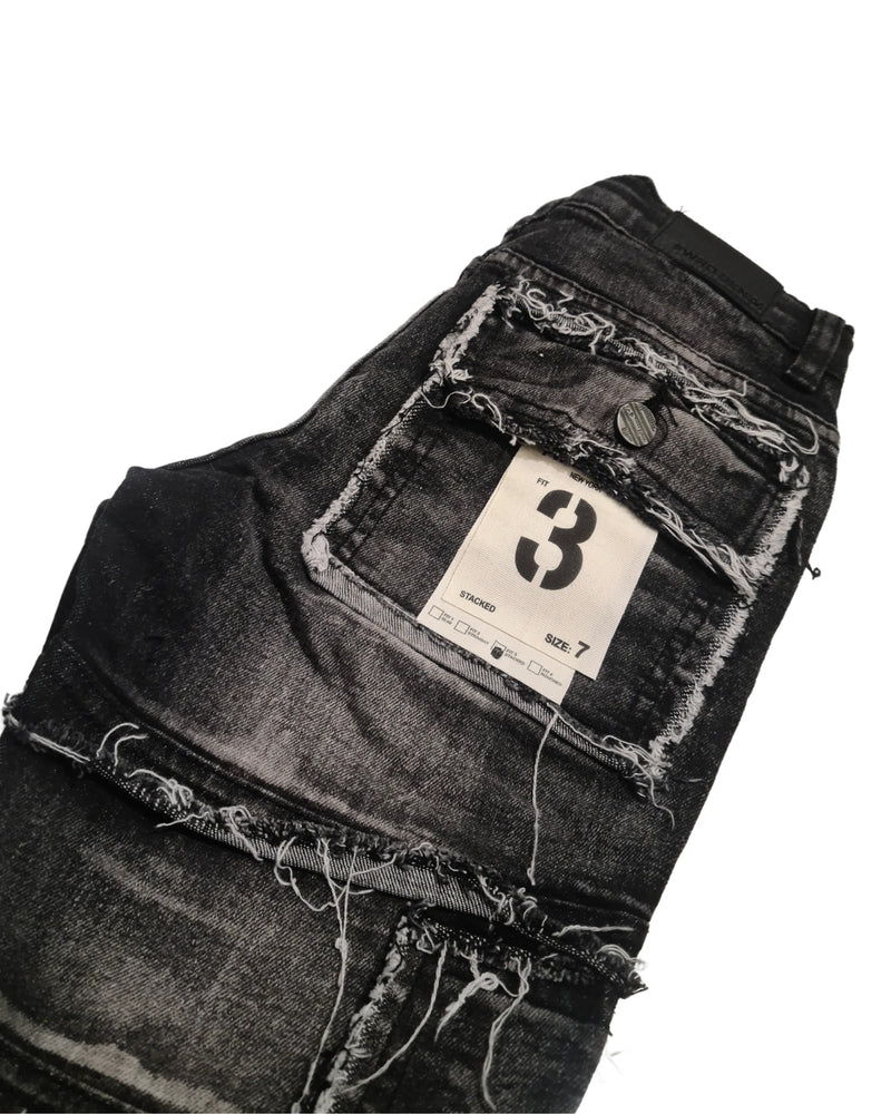 FWRD Kids 'Cargo' Stacked Denim (Washed Black) FW-33958k