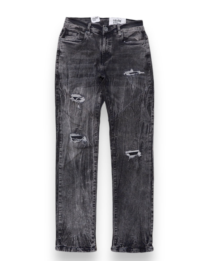 Evolution 'Standard' Slim Straight Denim (Washed Black) EV-330187