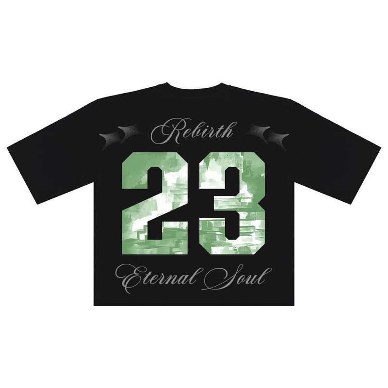 Papercut 'Eternal' Oversized Cropped T-Shirt (Black) - FRESH N FITTED