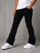 FWRD Kids 'Distressed Frayed' Stacked Denim (Jet Black) FW-330347K
