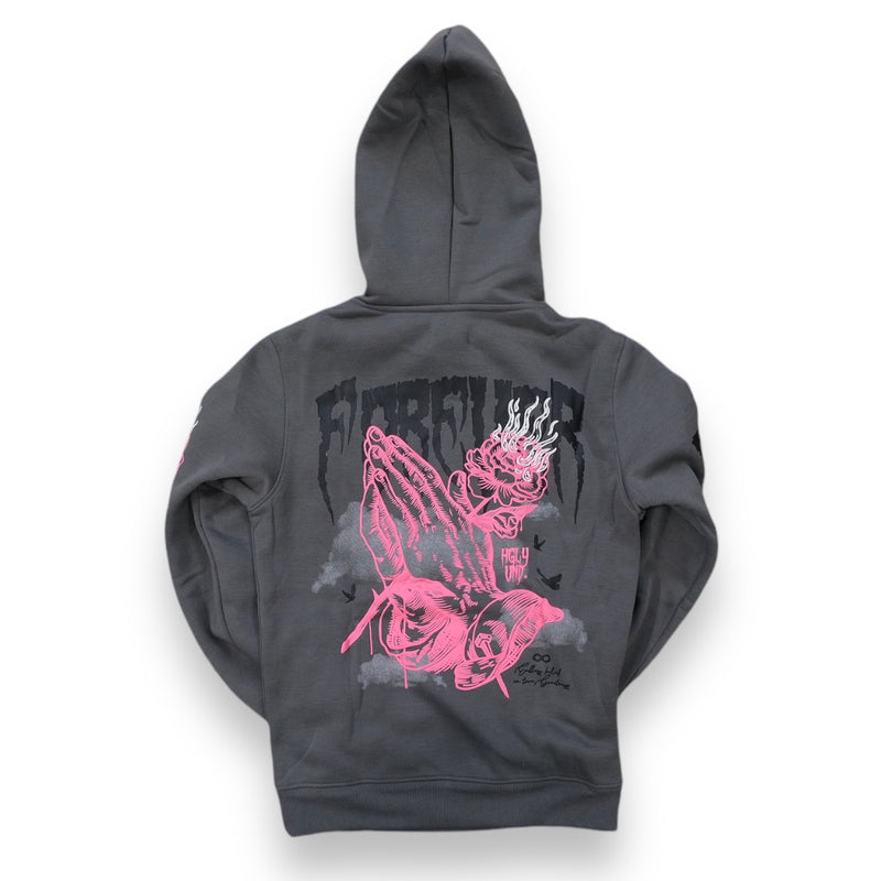 Highly Undrtd 'Praying Hand' Hoodie (Pewter) UF4661