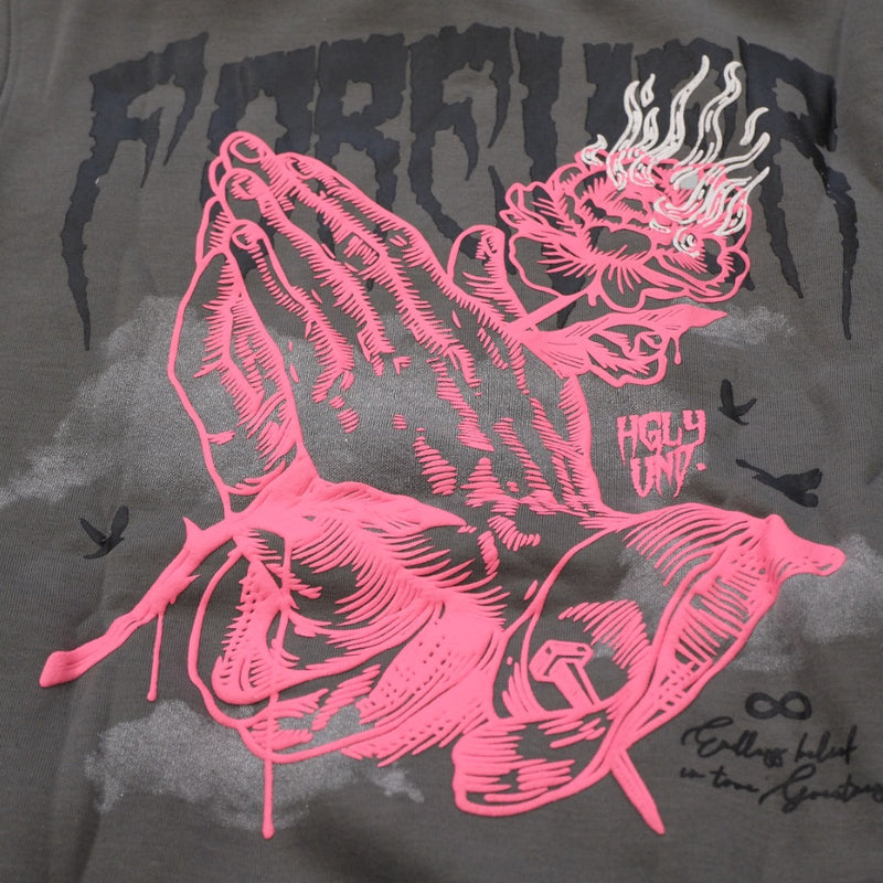 Highly Undrtd 'Praying Hand' Hoodie (Pewter) UF4661