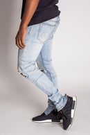 KDNK Destroyed Knee Ankle Zip Denim (Lt.Blue) KND4170 - FRESH N FITTED
