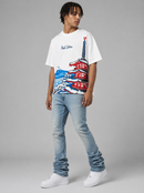 Red Letters "Japan Fuji" Slightly Oversized T-Shirt in White