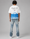 Red Letters "Japan Fuji" Slightly Oversized T-Shirt in White