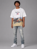 Red Letters "The Wild West" Slightly Oversized T-Shirt in White