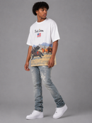 Red Letters "The Wild West" Slightly Oversized T-Shirt in White