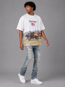 Red Letters "The Wild West" Slightly Oversized T-Shirt in White