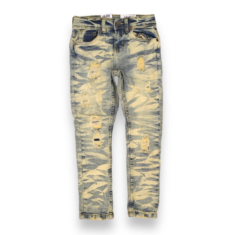 Evolution Kids 'Wild Tiger' Distressed Ripple Denim (Ice Tint) EV-33319/LK