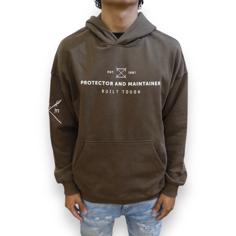 Protector and Maintainer 'Built Tough' French Terry Pullover Hoodie (Mud)