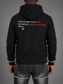 Makobi 'Icon' hoodie in black, casual men's hoodie with front pocket and drawstring hood, comfortable and stylish.