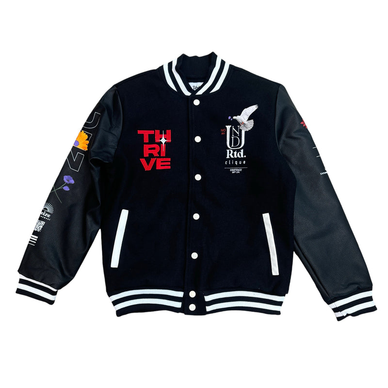 Highly Undrtd Kids 'Thrive' Melton Varsity Jacket (Black) UF4912