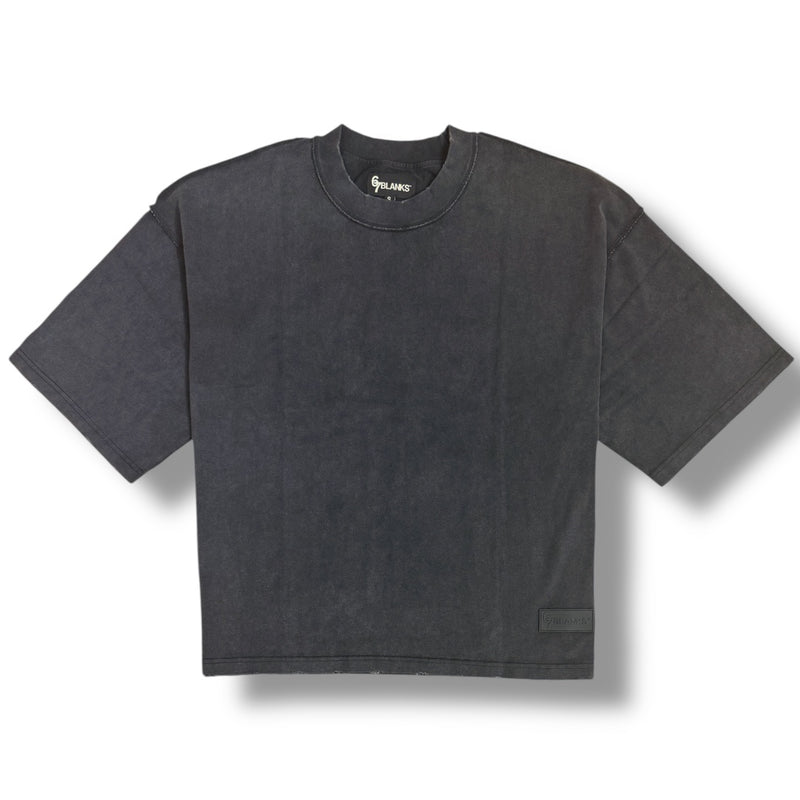 67 ‘BLANK’ Premium Washed Heavyweight Cropped Shirt (Vintage Black) - FRESH N FITTED
