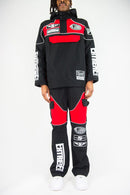 Rebel Minds 'RACING' Nylon Anorak Hoodie (Black/Red) 152-538 - FRESH N FITTED