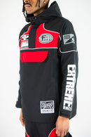 Rebel Minds 'RACING' Nylon Anorak Hoodie (Black/Red) 152-538 - FRESH N FITTED