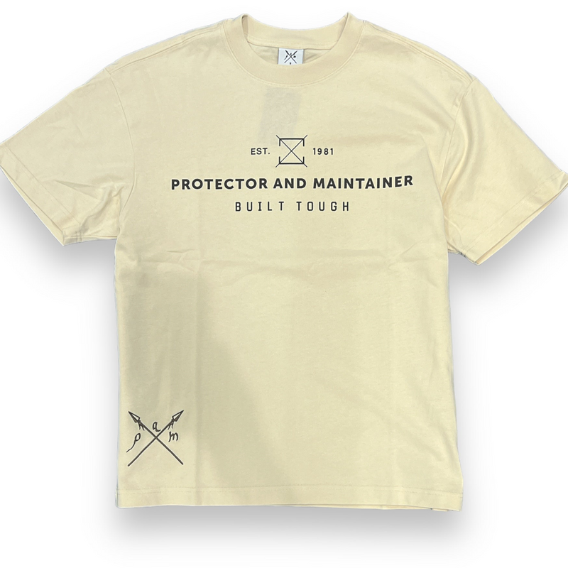 Protector and Maintainer 'Built Tough' T-Shirt (Cream & Mud)