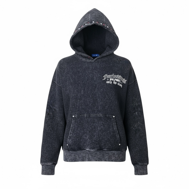 Rebel Denim 'Fearless' Jeweled Fleece Hoodie (Black) 752-333 - FRESH N FITTED