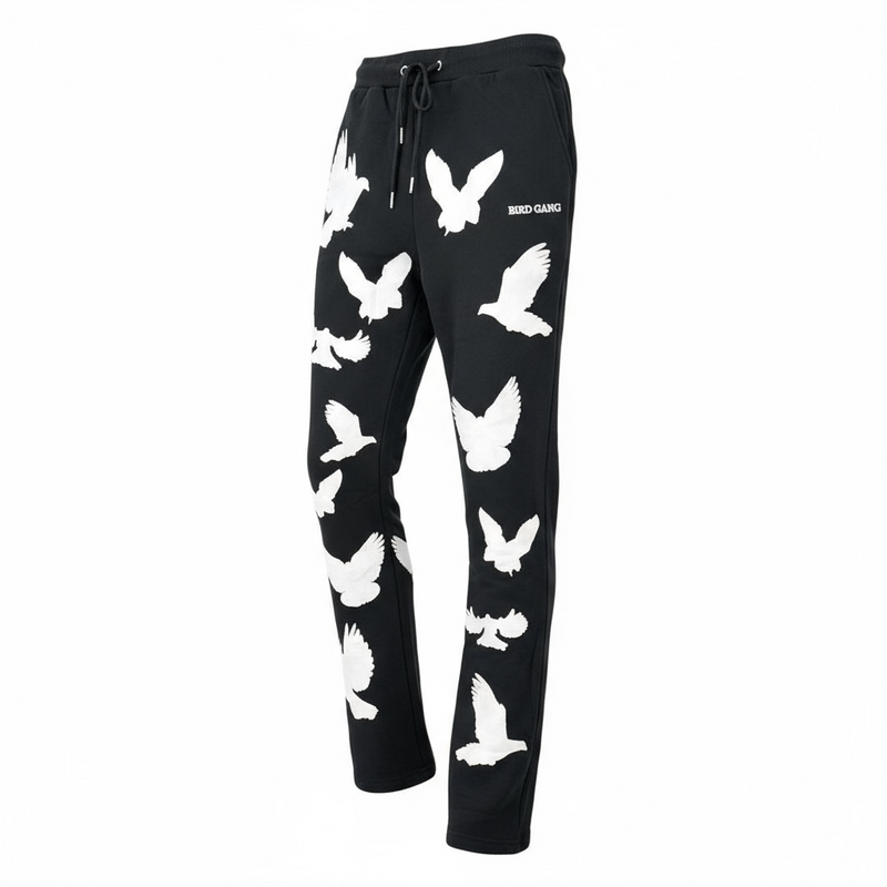 Black Pike 'Bird Gang' Stacked Sweatpants (Black) FB2531S - FRESH N FITTED