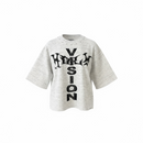Highly Undrtd 'Highly Vision' 3/4 Sleeve Rhinestone Cropped T-Shirt (Grey) HF5500 - FRESH N FITTED
