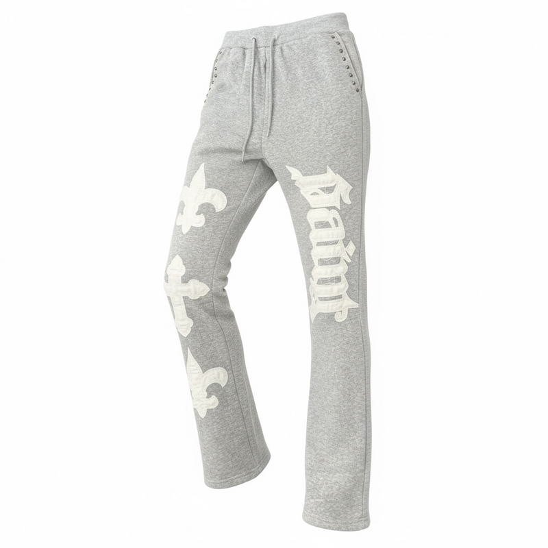 Black Pike 'Saint' Stacked Sweatpants (Heather Grey) FB2538S - FRESH N FITTED