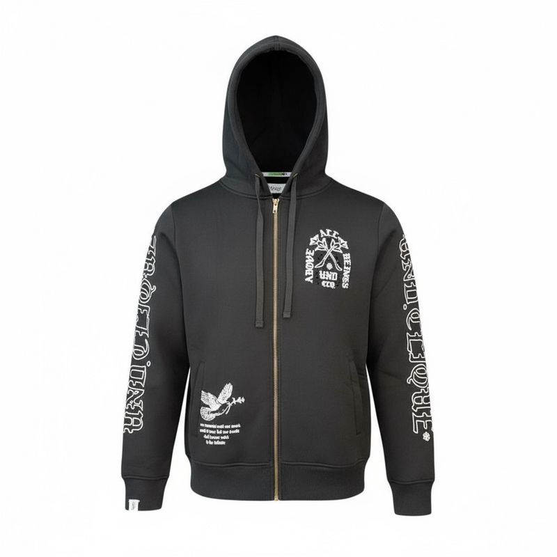 Highly Undrtd 'Above All' Rhinestone Zip-Up Hoodie (Black) UF5604 - FRESH N FITTED