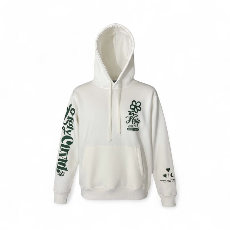 Highly Undrtd 'CLTVT BOTANICALS' Hoodie (Ivory/Green) UF5606 - FRESH N FITTED