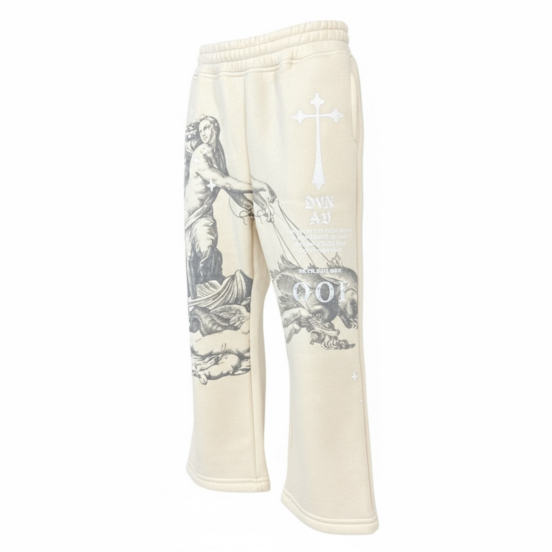 Highly Undrtd 'Divine Aura' Stacked Joggers (Ivory) UF5203 - FRESH N FITTED