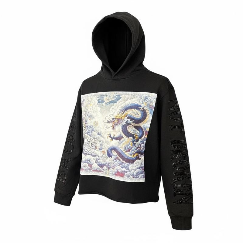 Black Pike Kids 'Dragon' Cropped Hoodie (Black) FB2543K - FRESH N FITTED