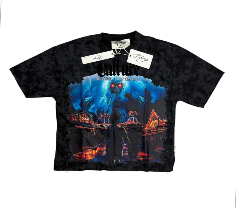 BKYS 'Carnival' Cropped Rhinestone T-Shirt (Black) T1381 - FRESH N FITTED