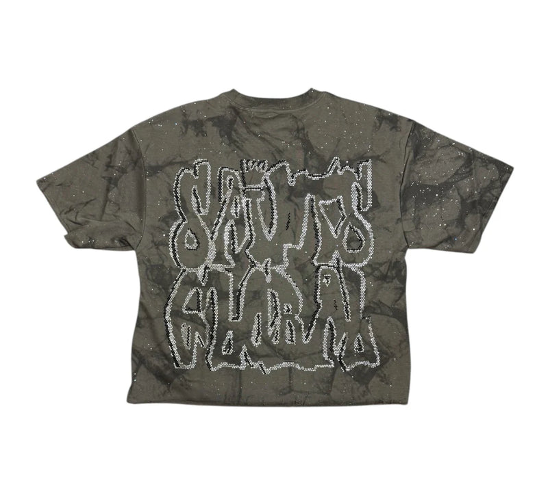 BKYS 'Faith' Cropped Rhinestone T-Shirt (Grey) T13857 - FRESH N FITTED