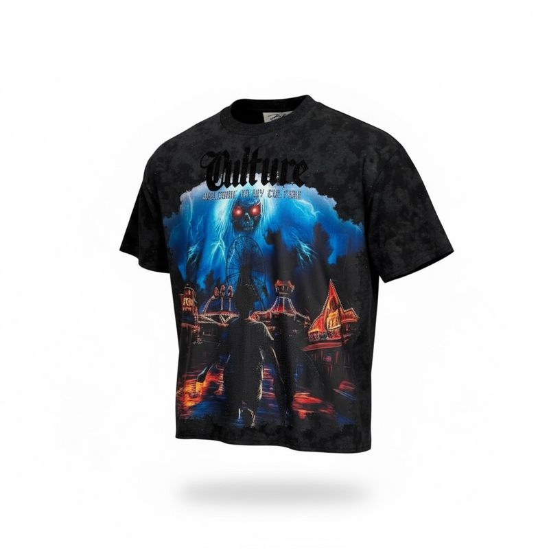 BKYS 'Carnival' Cropped Rhinestone T-Shirt (Black) T1381 - FRESH N FITTED