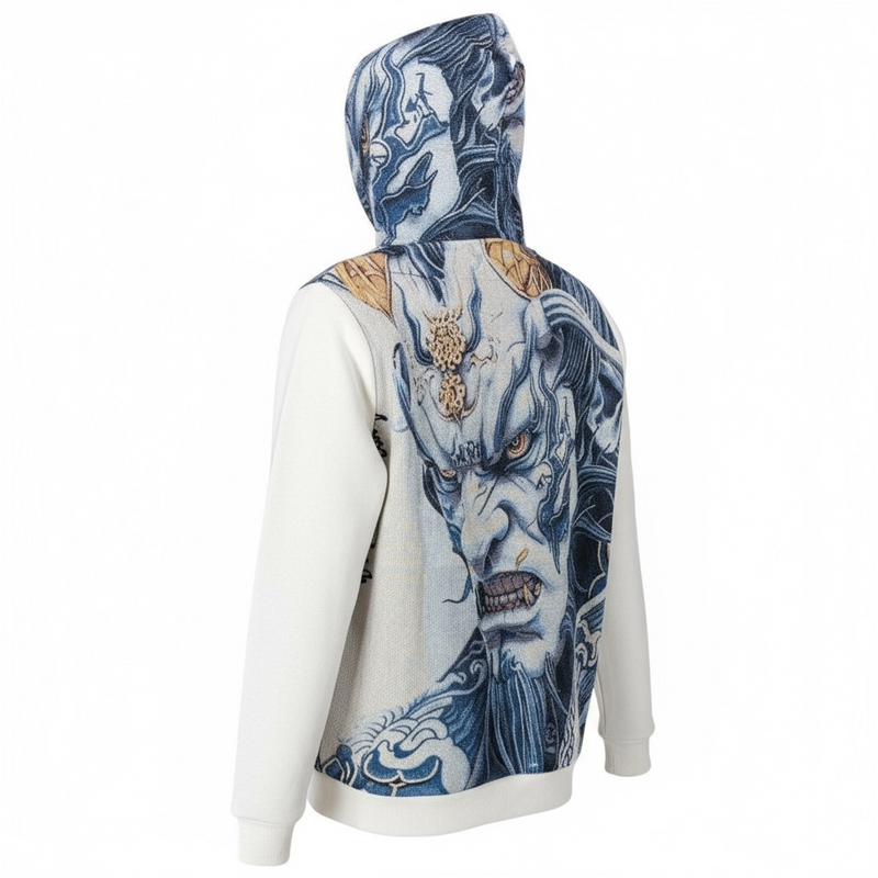 Black Pike 'Saint Oni' Tapestry Hoodie (Natural) FB2552 - FRESH N FITTED