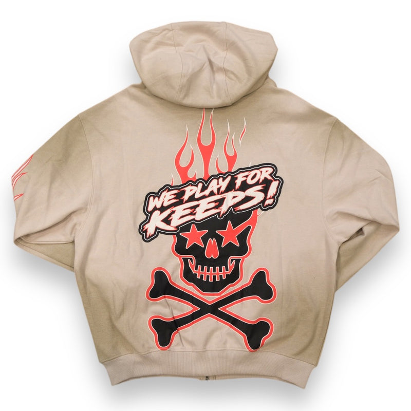 Civilized 'We Play For Keeps' Zip Up Hoodie (Sand) CV6084