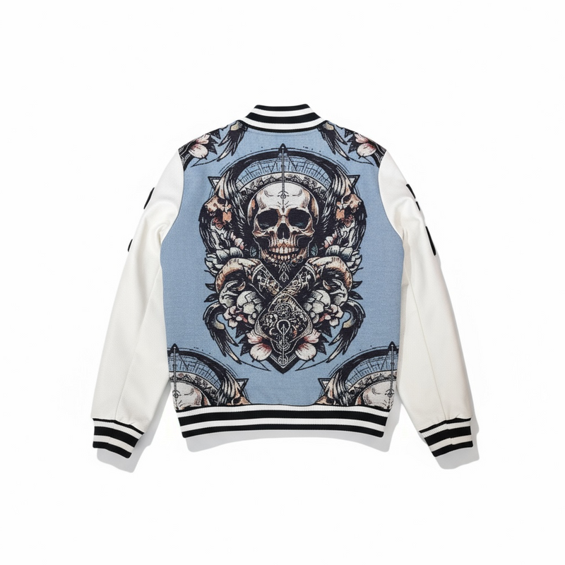 8IGHTH/DSTRKT 'Rebel Soul' Tapestry Varsity Jacket (Lt. Blue) DF5503 - FRESH N FITTED