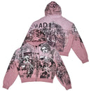 Rare Peace 'Mad World' Oversized Rhinestone Cropped Hoodie (Dust Pink) RK5043