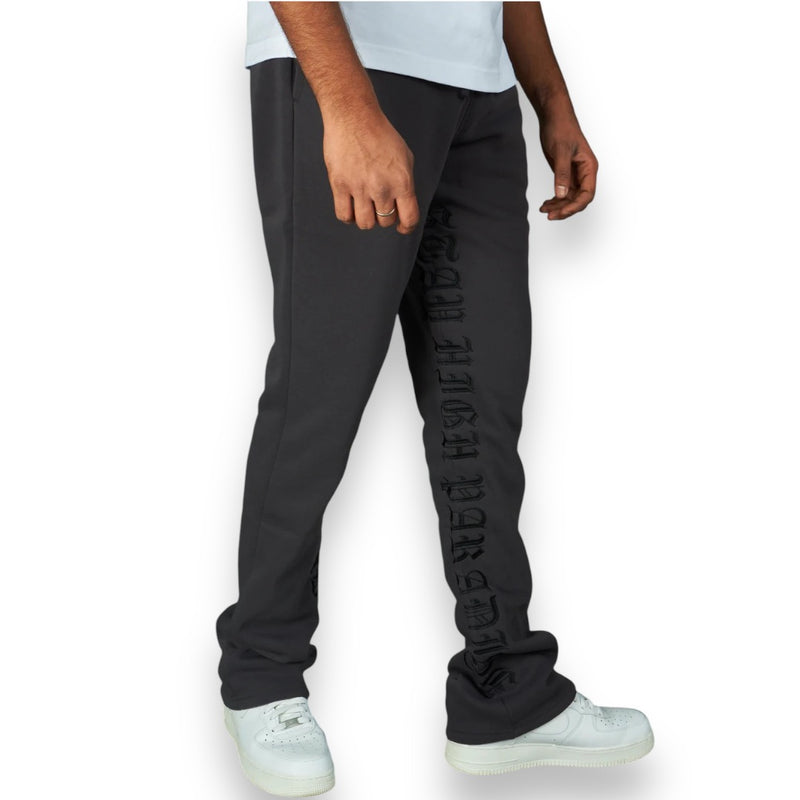 Rebel Minds 'Stay High' Stacked Fleeced Sweat Pants (Charcoal) 100-491