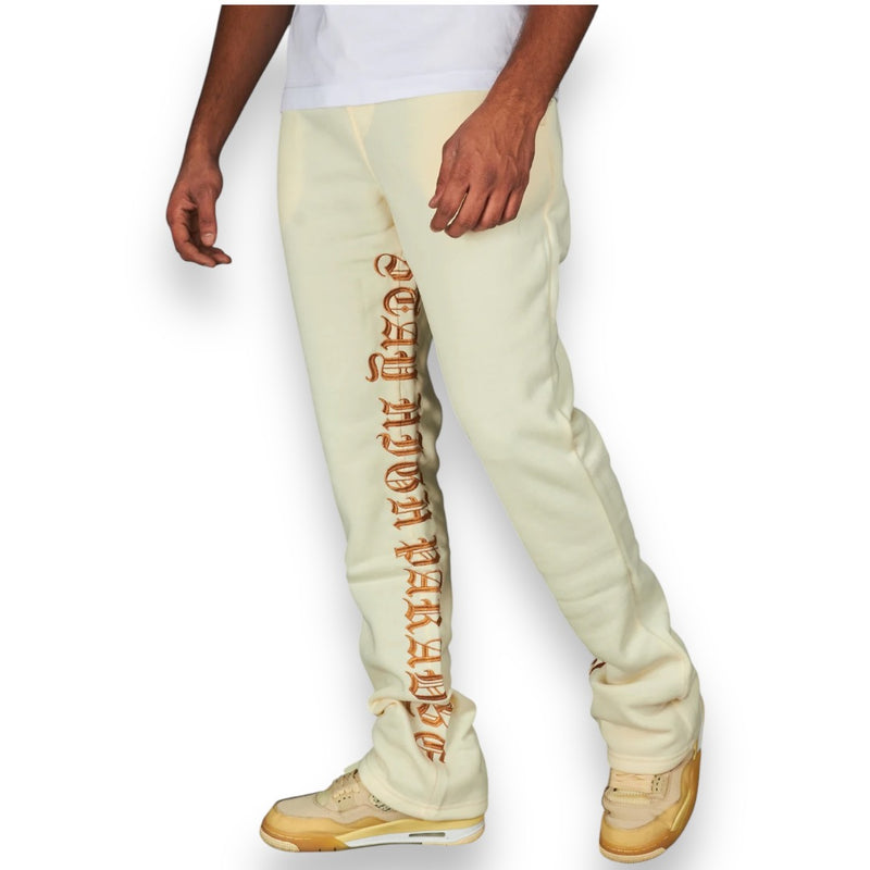 Rebel Minds 'Stay High' Stacked Fleeced Sweat Pants (Cream) 100-491