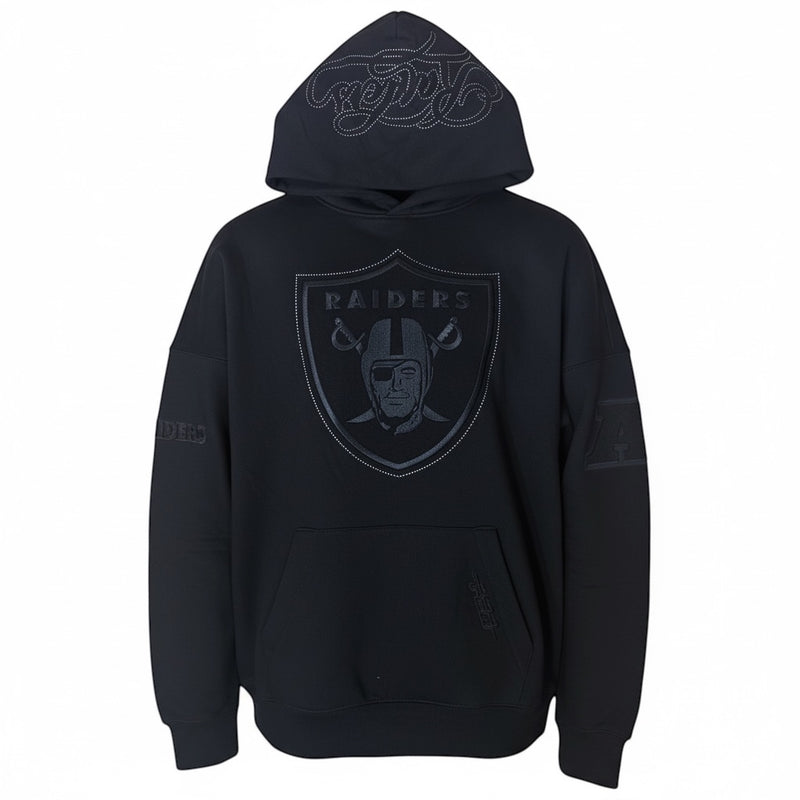 Pro Standard Las Vegas Raiders 'Blackout' Drop Shoulder Hoodie (Black) FOR5411074