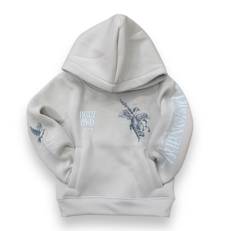 Highly Undrtd Kids 'Visionary Angel' Hoodie (Glacier Gray) UF4660