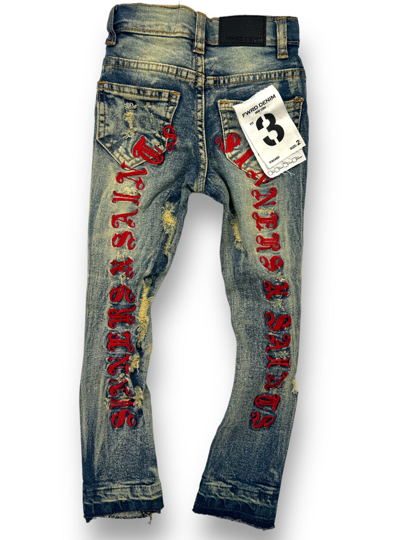 FWRD Kids 'Saints X Sinners' Stacked Denim FW-S33948 - Fresh N Fitted Inc