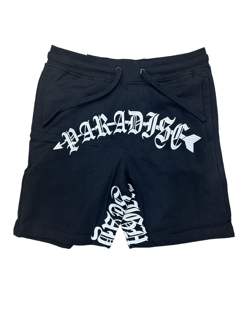 Rebel Minds 'Paradise' Embroidered Fleece Shorts(Black) 141-966 - Fresh N Fitted Inc