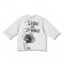 Highly Undrtd 'Thru The Smoke' Legacy Perm 3/4 Sleeve Rhinestone Cropped T-Shirt (White) HS6504 - FRESH N FITTED