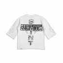 Highly Undrtd 'Saint' Legacy Perm 3/4 Sleeve Rhinestone Cropped T-Shirt (White) HS6502 - FRESH N FITTED